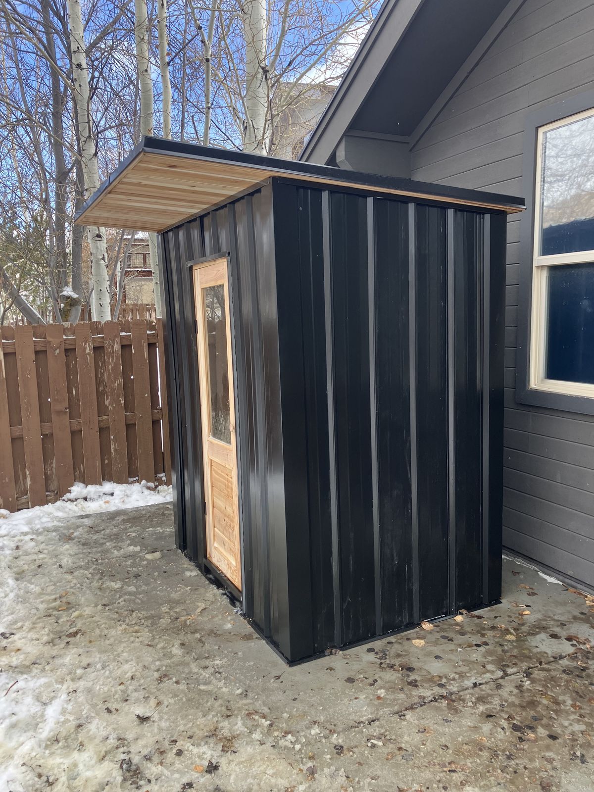 Cedar sauna installation